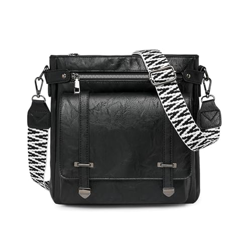 Avejjbaey Stilvolle Umhängetasche für Damen, modisch, Crossbody, Pendeln, PU-Leder, große Kapazität, Messenger, große Kapazität, Schultertasche, modische Umhängetasche für Reisen, Schwarz , One Size Avejjbaey Stilvolle Umhängetasche für Damen, modisch, Crossbody, Pendeln, PU-Leder, große Kapazität, Messenger, große Kapazität, Schultertasche, modische Umhängetasche für Reisen, Schwarz , One Size von Avejjbaey