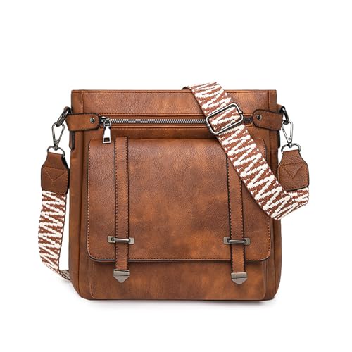 Avejjbaey Stilvolle Umhängetasche für Damen, modisch, Crossbody, Pendeln, PU-Leder, große Kapazität, Messenger, große Kapazität, Schultertasche, modische Umhängetasche für Reisen, Zweifarbig, Braun Avejjbaey Stilvolle Umhängetasche für Damen, modisch, Crossbody, Pendeln, PU-Leder, große Kapazität, Messenger, große Kapazität, Schultertasche, modische Umhängetasche für Reisen, Zweifarbig, Braun von Avejjbaey