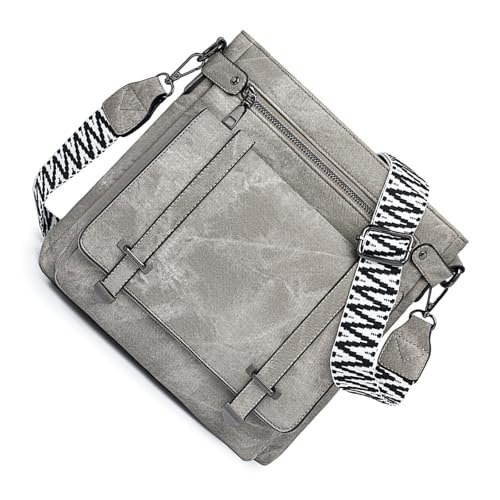 Avejjbaey Stilvolle Umhängetasche für Damen, modisch, Crossbody, Pendeln, PU-Leder, große Kapazität, Messenger, große Kapazität, Schultertasche, modische Umhängetasche für Reisen, grau, One Size von Avejjbaey