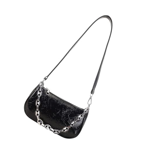 Avejjbaey Trendy Verstellbarer Crossbody Bag Leichte PU Schulter Geldbörse Mit Metallketten Detail Geräumige Organisatoren Freizeit Outfit Essentielles Modernes Umhängetasche Für Frauen von Avejjbaey