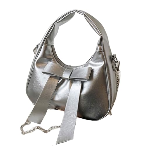 Avejjbaey Umhängetasche für Damen, Crossbody-Tasche mit abnehmbarem Riemen, lässige Schleife, Geldbörse, Clutch, Schultertasche, Handtasche, Geschenke, Reißverschluss, Kunstleder-Geldbörsen, silber Avejjbaey Umhängetasche für Damen, Crossbody-Tasche mit abnehmbarem Riemen, lässige Schleife, Geldbörse, Clutch, Schultertasche, Handtasche, Geschenke, Reißverschluss, Kunstleder-Geldbörsen, silber von Avejjbaey