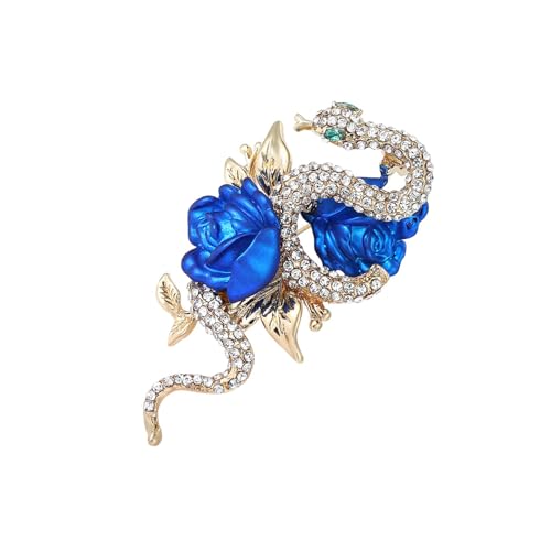 Avejjbaey Wunderschöne Rosen- und Schlangenbrosche mit Strasssteinen für Damen. Anstecknadel mit elegantem Design für von Avejjbaey