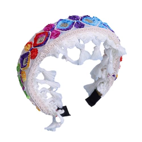 Elegantes Blumen-Haarband mit Stickerei für Damen und Mädchen, Reise-Haarband, ethnische Fransen, Haarreifen, Urlaub, Festival, Haardekoration, ethnisches Stirnband von Avejjbaey
