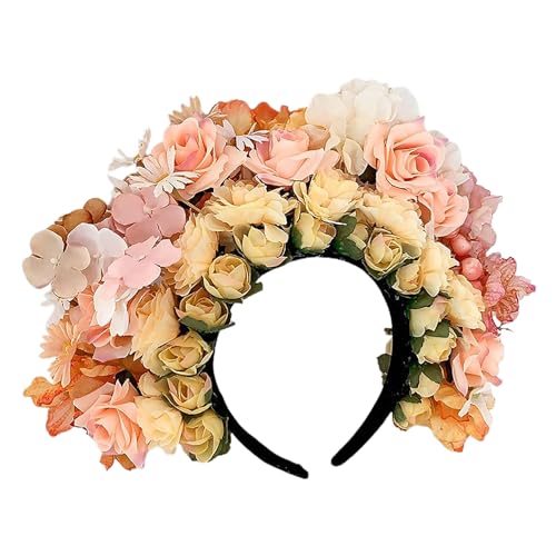 Mexica-Rosen-Stirnband, Haarkranz, Hochzeitsparty, Kostüm, Kopfschmuck für Braut, Frauen, Foto-Requisiten, elegante künstliche Blumen von Avejjbaey