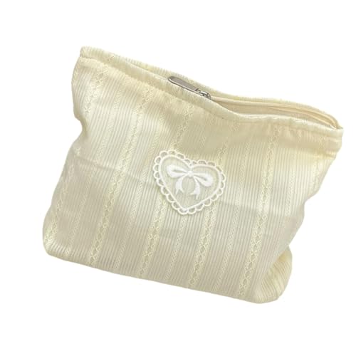 Modische Make-up-Tasche mit Schleifen-Design, weicher Kosmetikhalter für Damen und Mädchen, Reise-Aufbewahrungstasche, trendiges Make-up, gelb, Mass Beauty von Avejjbaey