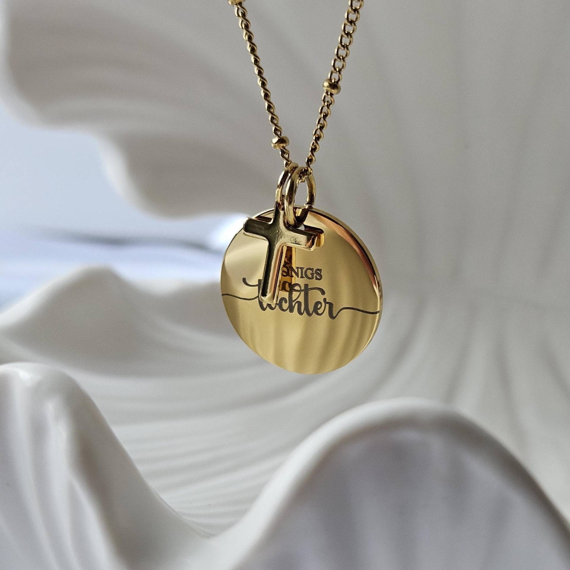Königstochter-Personalisierter Schmuck Mit Gravur-Geschenk Zur Geburt, Taufe, Hochzeit-Geburtsblume-Halskette-Kette-Edelstahl 14K Vergoldet von AvellineJewelry