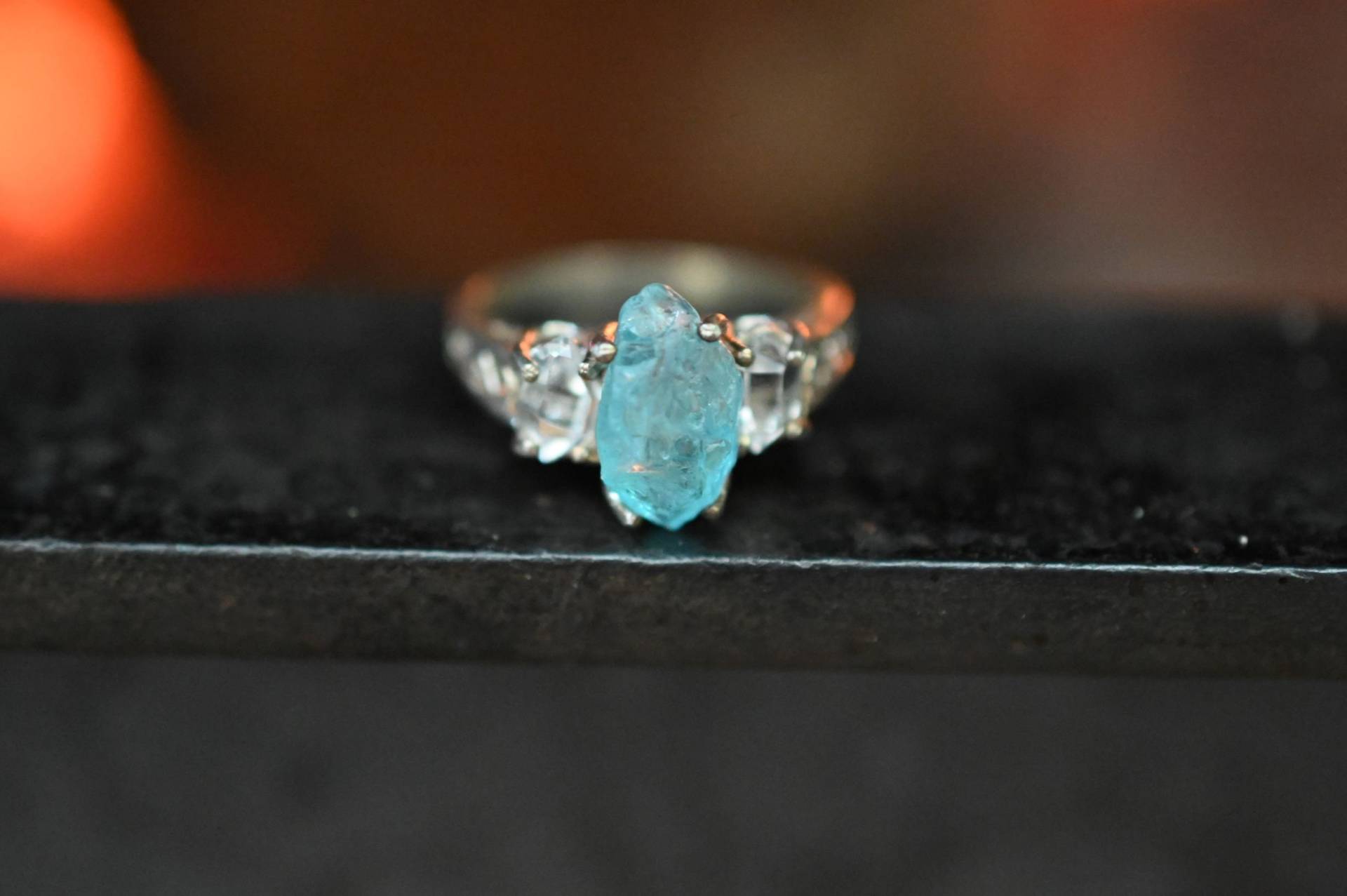 Einfacher Herkimer Diamant-Verlobungsring Roher Aquamarin Ring Einzigartige Konflikt Frei Moderner Schmuck Sterling Silber Verlobungsring Größe 5 von Avello