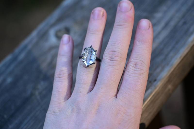 Herkimer Diamant Ring Zierlich Einzigartig Alternative Einfache Boho Minimalist Natürliche Womens Unkonventionelle Kristall Jahrestag Versprechen von Avello