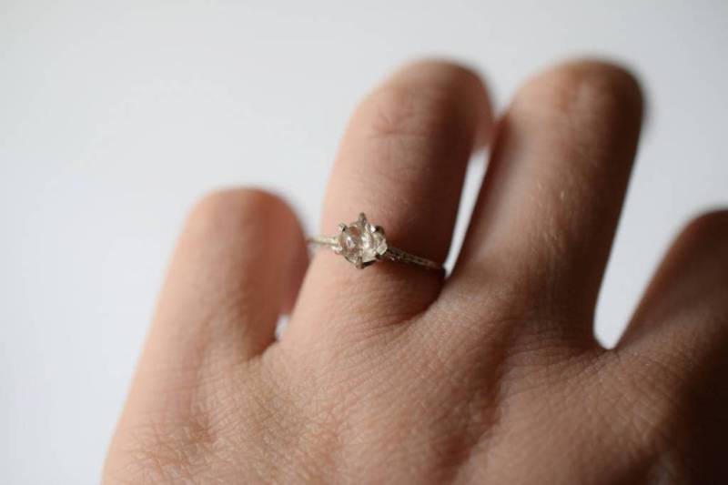 Raw Lake County Diamant Ring Sterling Silber Ungeschliffener Edelstein von Avello