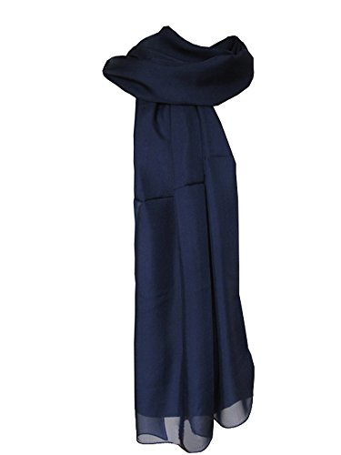 Avenella Uni-Farbener Chiffon Seidenschal, ca. 180x50 cm; 100% Seide, feine glatte Seide, leicht transparent; Farbe dunkelblau von Avenella
