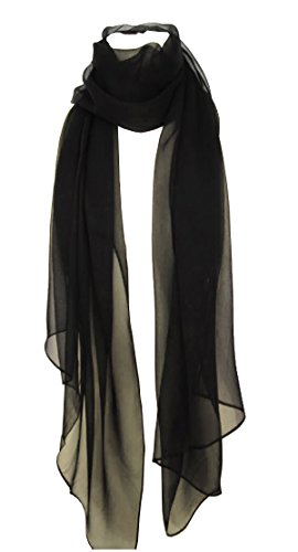 Avenella Uni-Farbener extralanger Seidenschal, ca. 220x52 cm; Schal aus reiner Seide; Farbe einfarbig Schwarz von Avenella