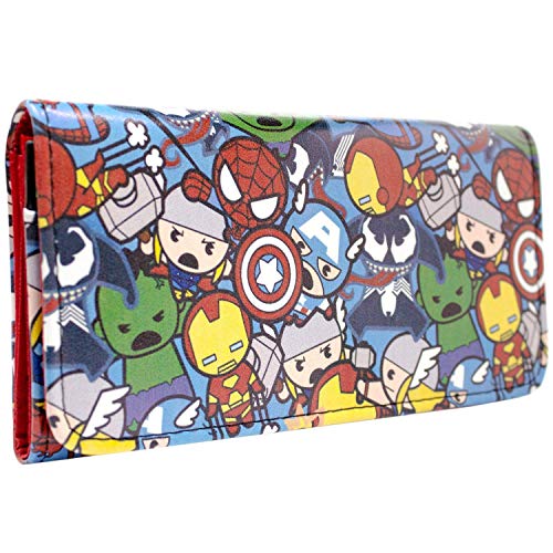 Avengers Kawaii Superhelden Iron Man Spiderman Hulk Portemonnaie Tri-Fold Münzfach & Kartenhalter, Rot von AVENGERS