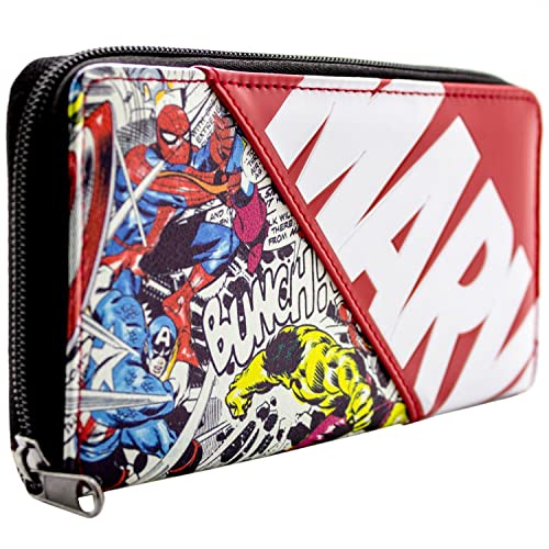 AVENGERS Avenger Comic-Stil Superhelden Charaktere Portemonnaie Clutch Münzfach & Kartenhalter, Rot von AVENGERS