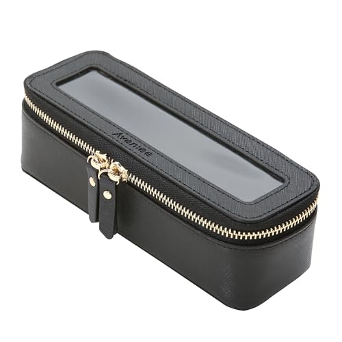 Aveniee Transparente Make-up-Pinseltasche, schmaler Kosmetikpinselhalter, kleiner Kulturbeutel, Mini-Reiseetui für Damen, dünne Make-up-Taschen mit doppeltem Reißverschluss, niedlicher von Aveniee