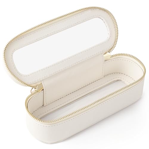 Aveniee Transparente Make-up-Tasche, klein, Mini-Reise-Kulturbeutel, Kosmetiktasche, Organizer, TSA-geprüft, transparente Make-up-Tasche mit Reißverschluss, Cremeweiß, Small, Anmutig schlank von Aveniee
