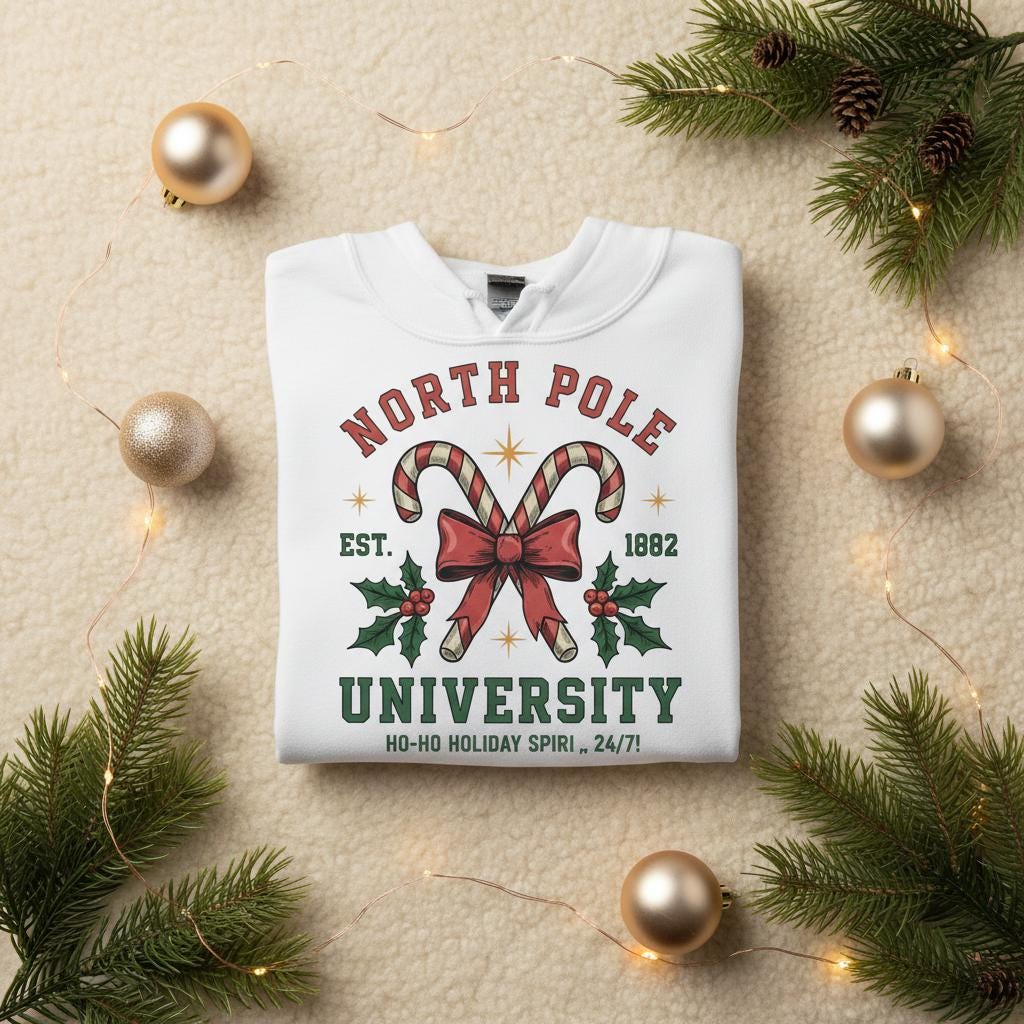 North Pole University Hoodie - Fun Christmas Gift Cozy Holiday Sweatshirt von AvenoirTheShop