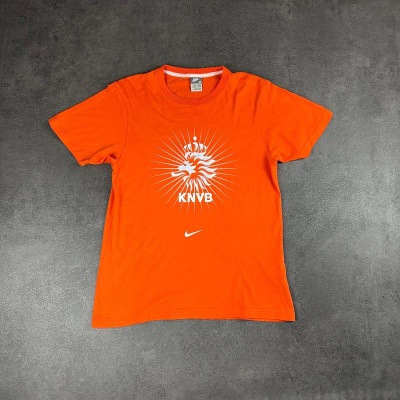 Vintage Nike Knvb Nederland T-Shirt M | 2000Er Holland Nationalteam Orange-Weiß Swoosh Unisex Sportshirt von AvenuesCollectiv