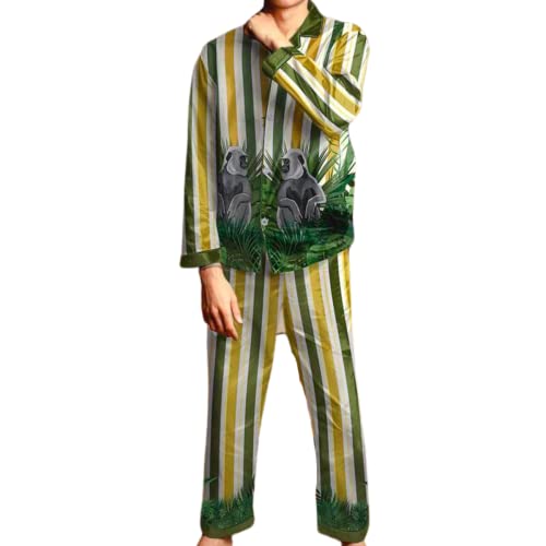 Averie Men's Pajamas, Two-Piece Set, Jett, Green Gorillas, Shirt and Pants, XS-3XL von Averie