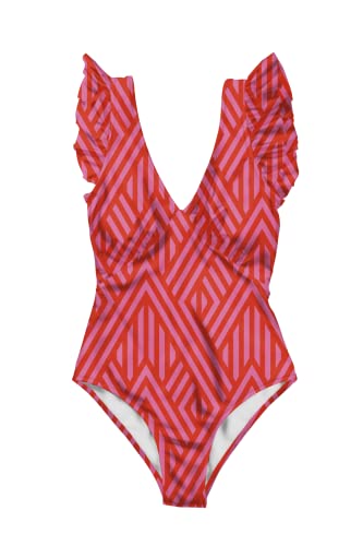 Averie Women's Swimsuit Cerise Plunge One-Piece XS-3XL Recycled Fabric von Averie