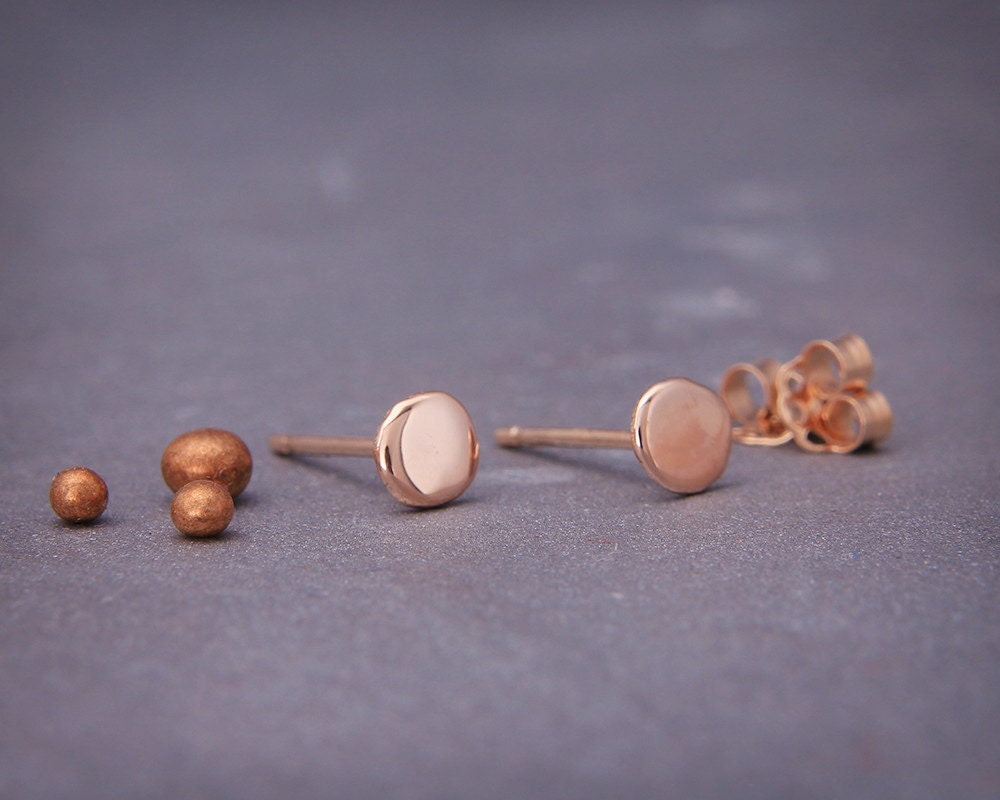 14K Rose Gold Organic Ohrstecker | Handgemachte Solide 14K Nuggets Ohrringe in Polierten Stil 4 Mm 5 6 7 von AverieJewelry