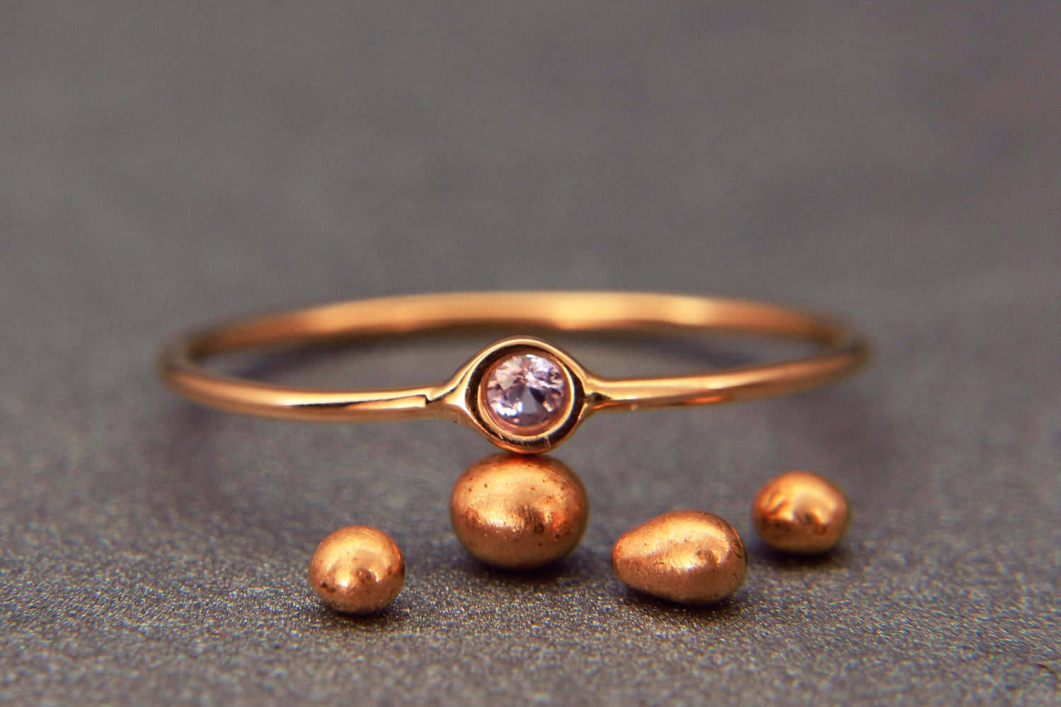 Lila Saphir Ring | Handgemachte Solid 14K Rose Gold Und Statement - Silber September Geburtsstein von AverieJewelry