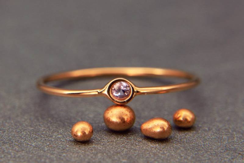 Lila Saphir Ring | Handgemachte Solid 14K Rose Gold Und Statement - Silber September Geburtsstein von AverieJewelry