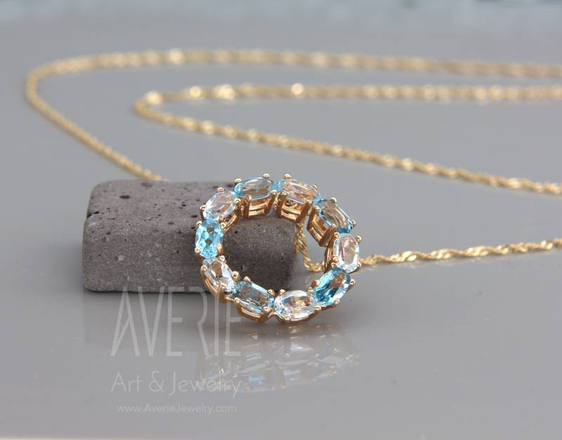 Massive 14K Gold & Blautopas Halskette | Mit Anhänger von AverieJewelry
