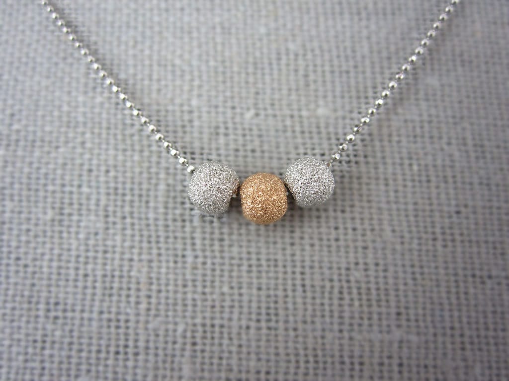 Massive 14K Weiß & Rose Gold Halskette | Und Roségold 3 Mm/4 Perlenkette von AverieJewelry