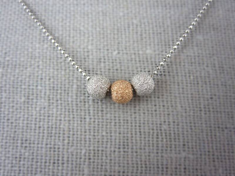 Massive 14K Weiß & Rose Gold Halskette | Und Roségold 3 Mm/4 Perlenkette von AverieJewelry