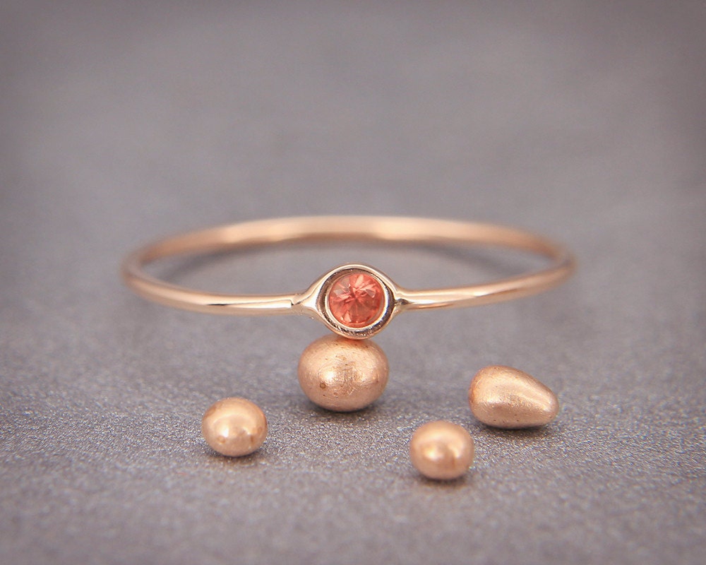 Orange Saphir Ring | Handgemachte Solid 14K Rose Gold Mit Besetzt Statement - September Geburtsstein von AverieJewelry