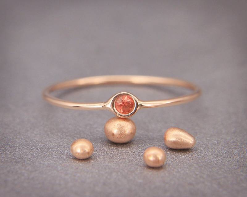 Orange Saphir Ring | Handgemachte Solid 14K Rose Gold Mit Besetzt Statement - September Geburtsstein von AverieJewelry