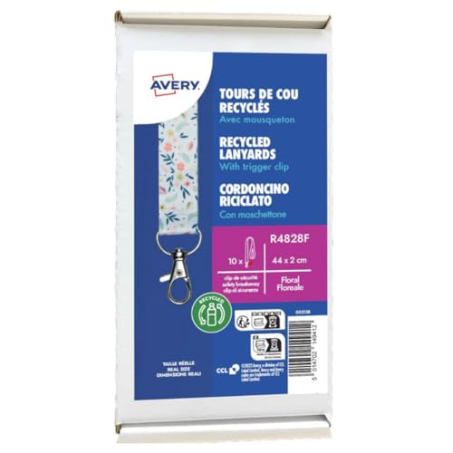 Avery - 1 Umhängeband mit Blumenmuster und Karabinerhaken, 2 cm breit von Avery