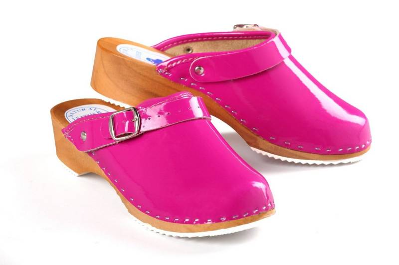 Aves-24 CLOGS Pantolette Sandalette Leder Holzschuhe Holzclogs Damen Klotschen Clog Rosa 37 von Aves-24