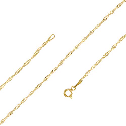 Avesano Singapurkette vergoldet 925 Silber (2 mm) goldene Damen Halskette Gold Kette ohne Anhänger (38 cm) 101086-538 von Avesano