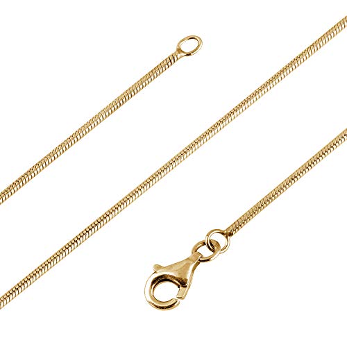 Avesano Schlangenkette vergoldet 925 Silber (1 mm) goldene Damen Halskette Gold Kette ohne Anhänger (42 cm) 101021-542 von Avesano