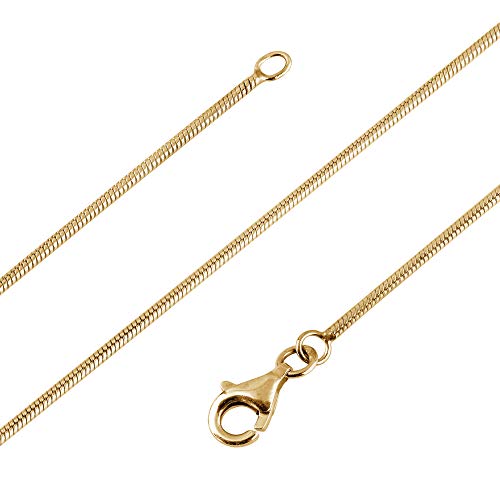 Avesano Schlangenkette vergoldet 925 Silber (1 mm) goldene Damen Halskette Gold Kette ohne Anhänger (60 cm) 101021-560 von Avesano