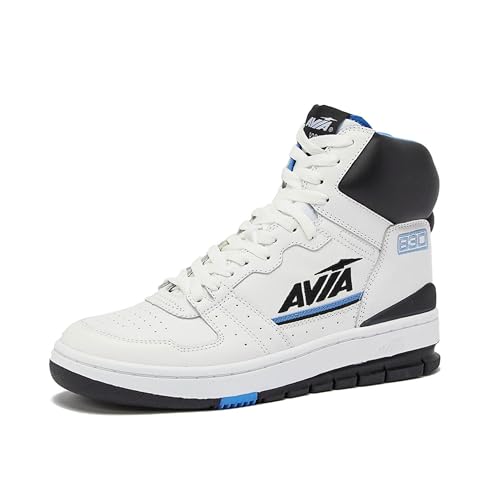 Avia 830 Herren Basketballschuhe Retro Sneaker Indoor Outdoor Street Court Gr.8 bis 15, Weiß/Schwarz/Mittelblau, 11.5 Women/10 Men von Avia