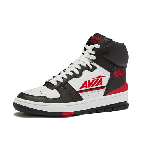 Avia 830 Herren Basketballschuhe Retro Sneaker Indoor Outdoor Street Court Gr.8 bis 15, Schwarz/Rot/Weiß, 15.5 Women/14 Men von Avia