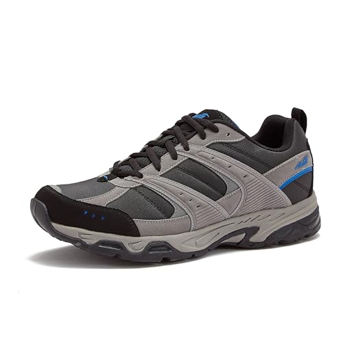 Avia Avi-Verge Herren-Sneaker, Cross-Trainer, Tennisschuhe, Pickleball- oder Wanderschuhe für Herren, mittlere oder extra breite Breite, Größe 40 bis 44, Grau/Schwarz/Blau, 15 X-Wide von Avia