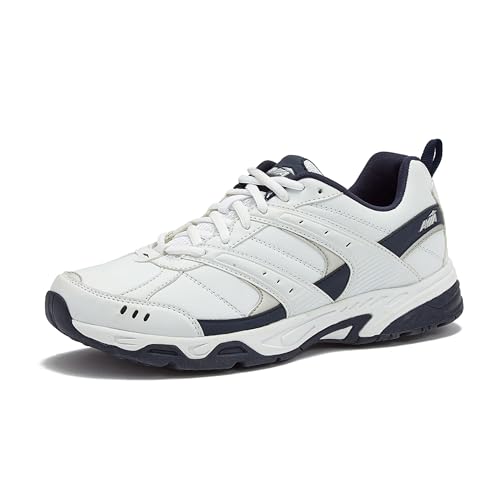 Avia Avi-Verge Herren-Sneaker, Cross-Trainer, Tennisschuhe, Pickleball- oder Wanderschuhe für Herren, mittlere oder extra breite Breite, Größe 40 bis 44, Weiß/True Navy, 43 EU von Avia