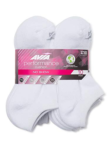 Avia Performance Womens’ No Show Cushion Socks (10-Pair Packs, Sock size 9-11; fits shoe size 4-10) von Avia