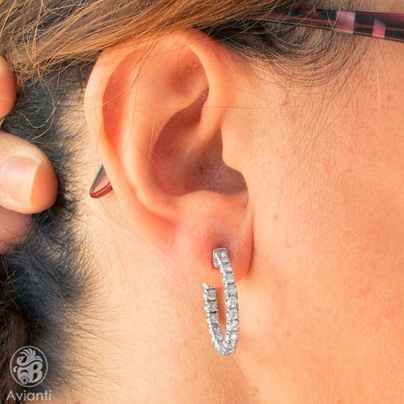 1.92 Karat Diamant Creolen 14K Weißgold Klappbrisur 1.92 Karat Diamant Creolen 14K Weißgold Klappbrisur von AviantiJewelry