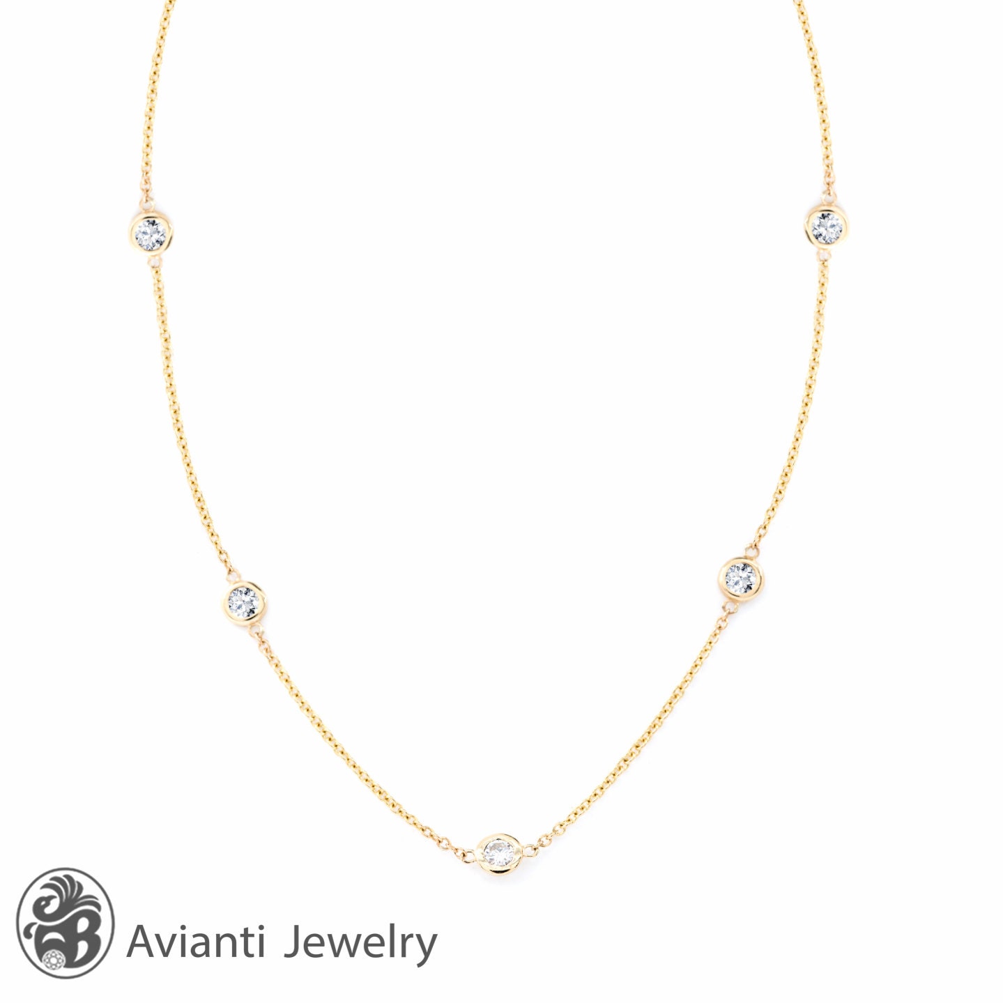 14K Gelbgold Diamant Großbestand Halskette - 1.05 Karat von AviantiJewelry
