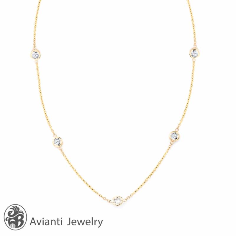 14K Gelbgold Diamant Großbestand Halskette - 1.05 Karat von AviantiJewelry