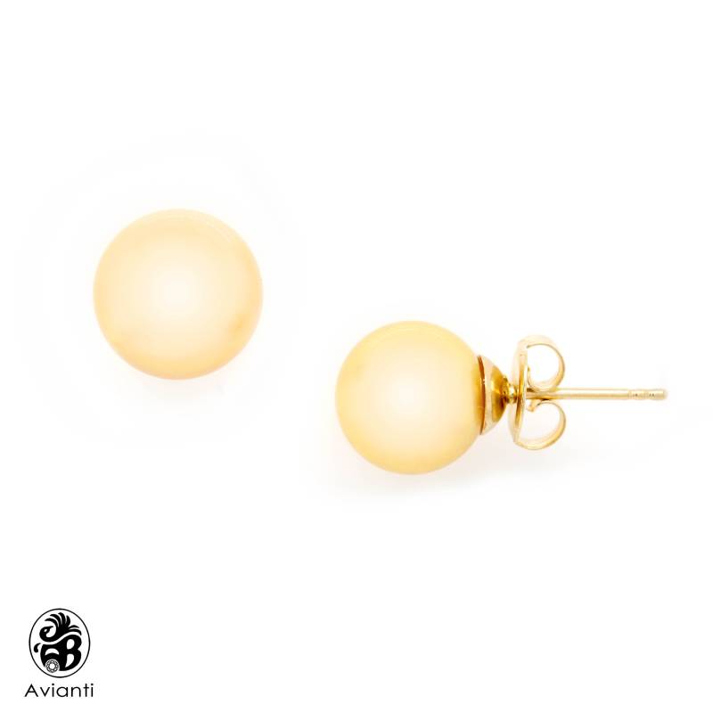 14K Gelbgold Südseeperlen-Ohrstecker 10, 5 Mm Goldene Gelbe Perlen von AviantiJewelry