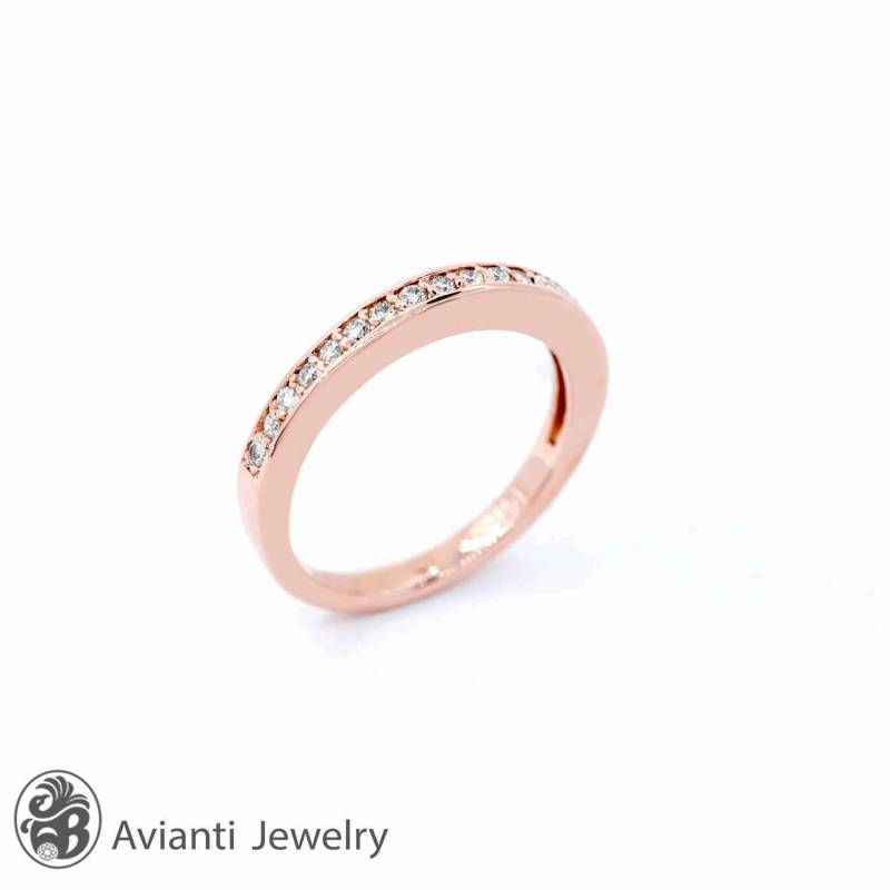 14K Rosegold Diamant Ehering Halbe Ewigkeit Jahrestagsring von AviantiJewelry