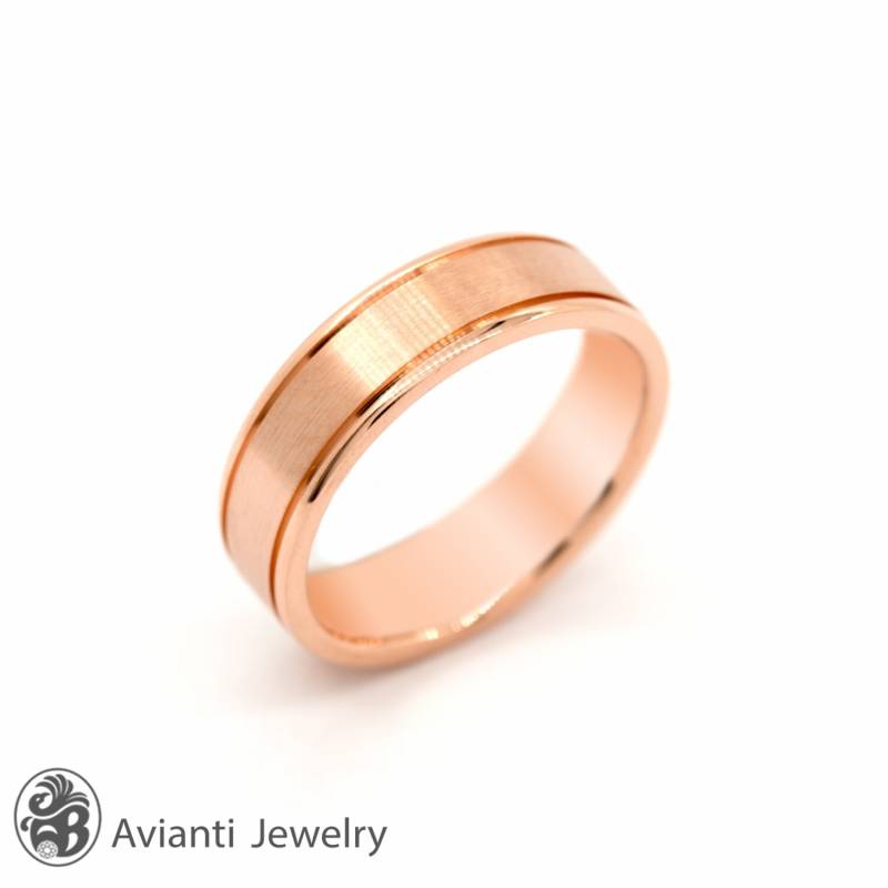 14K Roségold Herrenring - Satin-Finish, 7, 5 Mm 14K Roségold Herrenring - Satin-Finish, 7, 5 Mm von AviantiJewelry