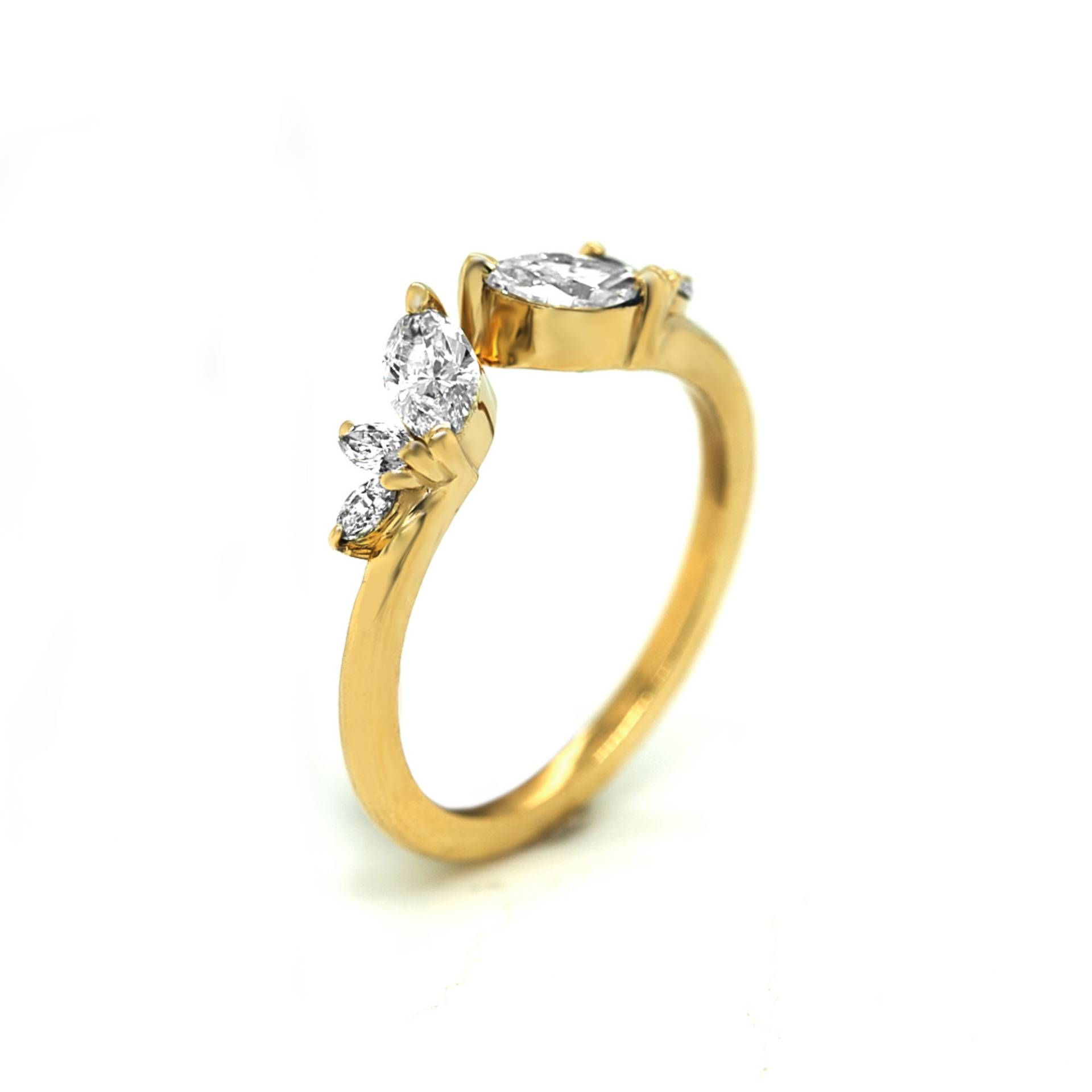 Diamant-Band, Marquise-Diamant-Hochzeitsband, Angepasstes Band Für Einen Solitär, Gelbgold-Hochzeitsring, Marquise-Diamant-Band Solitär von AviantiJewelry