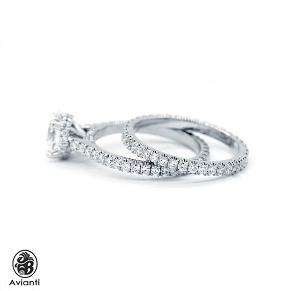 Diamant Verlobungsring Set 14K Weißgold Voll Eternity Bands von AviantiJewelry