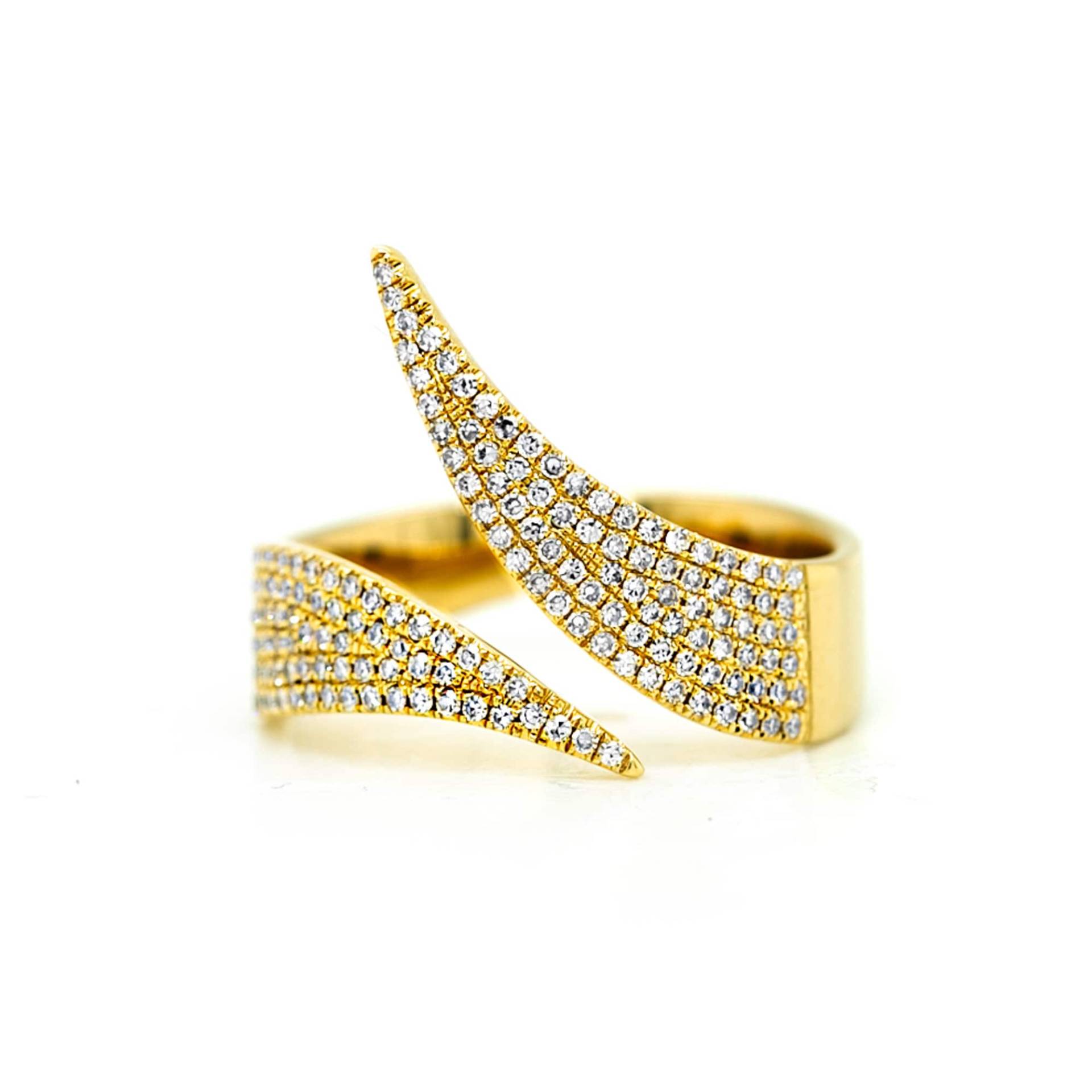 Diamantring, V-Ring Mit Diamanten, Offener Diamant-V-Förmiger Ring, Pave-Diamantring in V-Form, Cocktailring Pave-Diamanten von AviantiJewelry